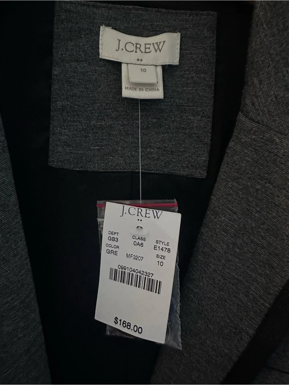 J. Crew Women's Gray Blazer with Black Trim Gold Buttons